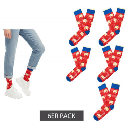 6 Paar Moustard Sumo Baumwoll-Socken mit Sumoringern gemusterte lange Strümpfe 22S-SUMO Rot/Blau