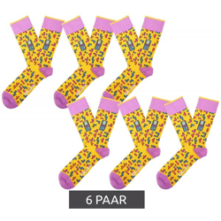 6 Paar Moustard Tetris Baumwoll-Socken mit Allover-Print im Retro-Gameplay Design gemusterte lange Strümpfe 22S-TETRIS Gelb/Blau/Rosa/Lila