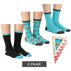6 Paar TASTIQ Baumwoll-Socken mit Pizza-Print lange Strümpfe in stylischer Pizza-Geschenkbox fresh Socks Tas/1/CSX3/PIZ Blau/Schwarz/ Gelb