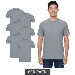 6er Pack PUMA Herren T-Shirts Baumwoll-Shirt Rundhals-Shirts Basic-Shirt 683509 01 Grau