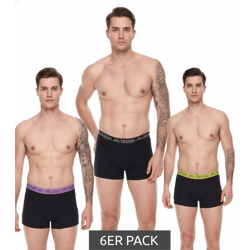 6er Sparpack Kappa Herren Boxershorts mit Marken Schriftzug und Logo Unterhose 351K1JW Schwarz/Lime oder Schwarz/Violett