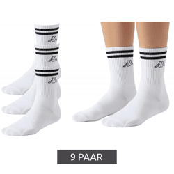 9 Paar Kappa Tennis-Socken Baumwoll-Strümpfe mit Markendruck Alltags-Socken 371E7JW A00 Weiß