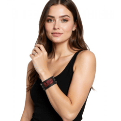 Bleeding Through Armband Metalcore-Band mit Logo-Schriftzug Fan-Artikel Leder-Armband WB106265BTH3 Schwarz