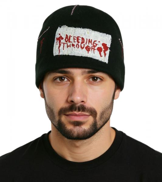 Bleeding Through Beanie kuschelige M&uuml;tze stylische Strick-Beanie Fan-Artikel KC109495BTH Schwarz
