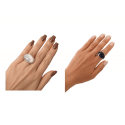Calvin Klein Damen Ring mit oval geformtem Stein Edelstahl-Ring Finger-Ring in Silber oder Silber/Blau