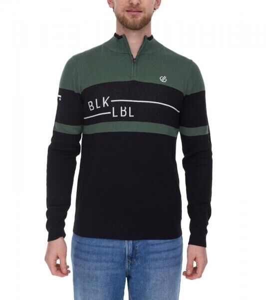 DARE 2b Outgoing II Herren Sweatshirt Troyer mit antibakterieller Geruchskontrolle Pullover DMK312_P7T Schwarz/G&uuml;n