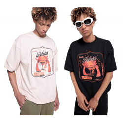 DWD Studioz Ipanema Herren T-Shirt Rundhals-Shirt mit großem Front-Print 340g/m2 in Schwarz oder Beige