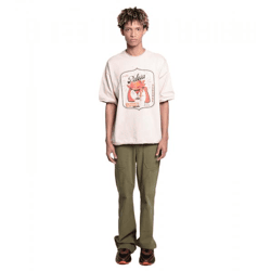 DWD Studioz Ipanema Herren T-Shirt Rundhals-Shirt mit großem Front-Print Baumwoll-Shirt Beige