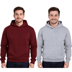 European League Of Football Blanko Baumwoll-Hoodie für Herren Kapuzen-Pullover mit Kängurutasche in Zinfandel-Rot oder Grau-Meliert
