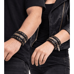 From First to Last Armband mit Metall-Nieten Fan-Artikel Arm-Schmuck WB106307FTL3 Schwarz