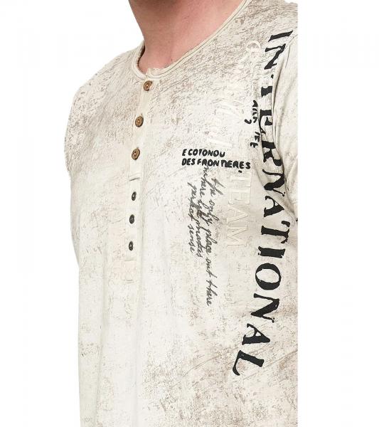 Herren T-Shirt mit seitlichem Print Baumwoll-Shirt modisches Kurzarm-Shirt R-15243 Braun