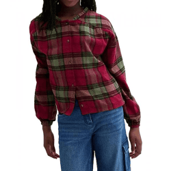 Kinder Kariertes Baumwoll Flanell-Hemd Freizeit-Bluse Karo-Bluse mit Puffärmeln 908481 Rot/Grün