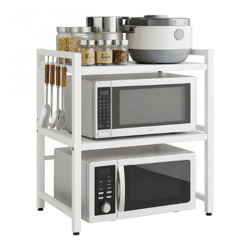 [PRICE DROP] MagicRackPro White 3-Tier Extendable Microwave Oven Rack | Kitchen Counter Organizer Storage Shelf