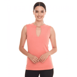 melrose Damen Top stylisches Sommer-Shirt mit Schlüsselloch-Ausschnitt 33295914 Orange