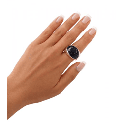 Pompöser Calvin Klein Damen Ring mit oval geformtem Stein Edelstahl-Ring Finger-Ring KJ3QLR0201 Silber/Blau