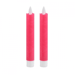PTMD LED-Kerze, batteriebetrieben, leuchtend pink, 16 cm, 2er-Set