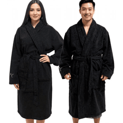 PUMA Unisex Bademantel mit zwei offenen Seitentaschen Morgen-Mantel 660008 03 Schwarz