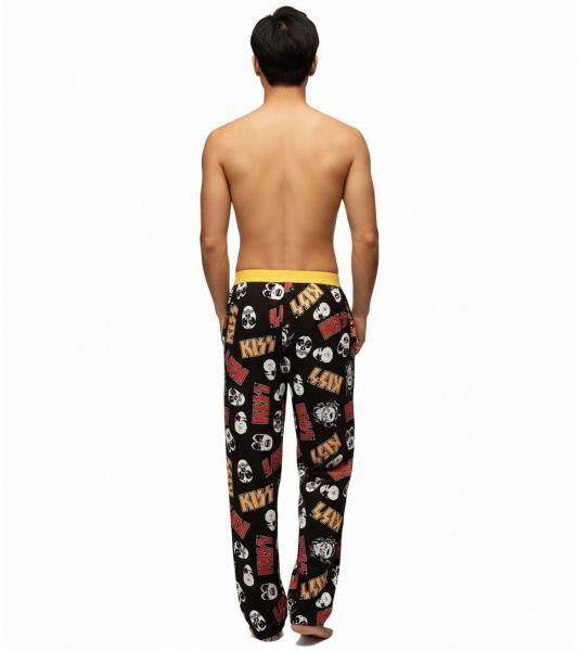 RE:COVERED X KISS Loungepants Herren Schlafanzug-Hose mit KISS-Logo Pyjama-Hose Baumwoll-Hose RCEPIC347 Schwarz
