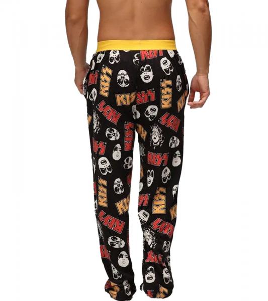 RE:COVERED X KISS Loungepants Herren Schlafanzug-Hose mit KISS-Logo Pyjama-Hose Baumwoll-Hose RCEPIC347 Schwarz