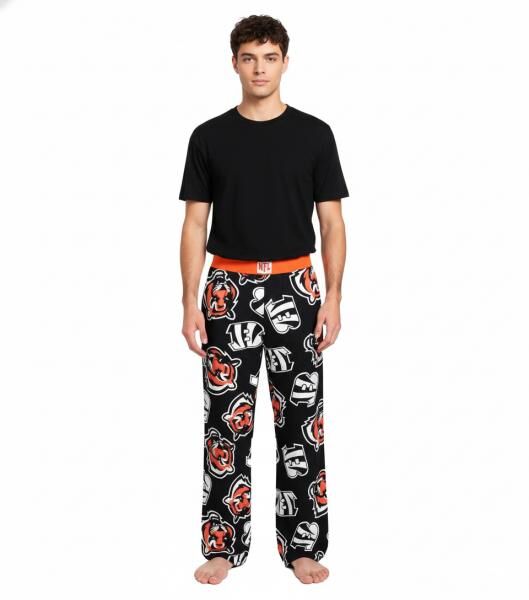 RE:COVERED X NFL Cincinnati Bengals Loungepants Herren Schlafanzug-Hose mit Team-Logo Pyjama-Hose RCNFL1462 Schwarz/Wei&szlig;