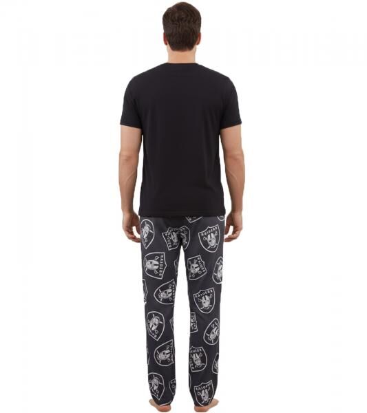 RE:COVERED X NFL Las Vegas Raiders Loungepants Herren Schlafanzug-Hose mit Team-Logo Baumwolle Pyjama-Hose RCNFL1406 Grau
