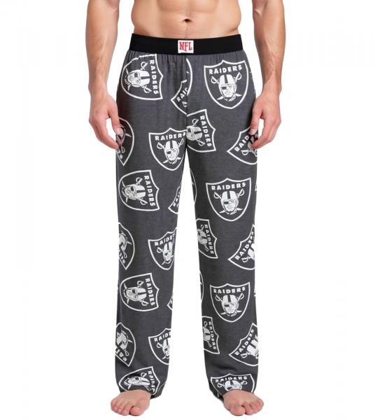 RE:COVERED X NFL Las Vegas Raiders Loungepants Herren Schlafanzug-Hose mit Team-Logo Baumwolle Pyjama-Hose RCNFL1406 Grau