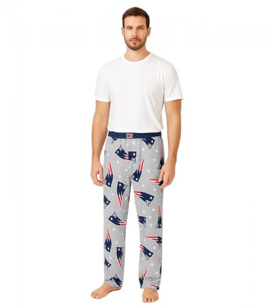 RE:COVERED X NFL New England Patriots Loungepants Herren Schlafanzug-Hose mit Team-Logo Baumwolle Pyjama-Hose RCNFL1399 Grau