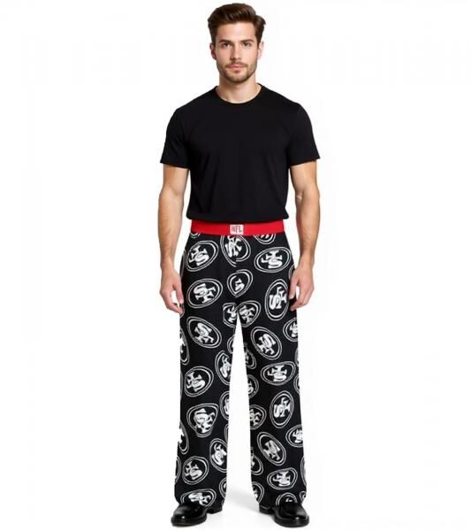 RE:COVERED X NFL San Francisco 49ers Loungepants Herren Schlafanzug-Hose mit Team-Logo Pyjama-Hose RCNFL1396 Schwarz/Wei&szlig;