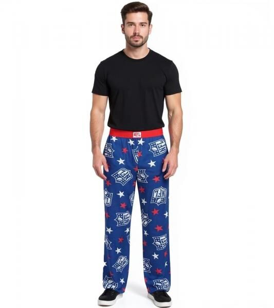 RE:COVERED X NFL Shield and Stars Loungepants Herren Schlafanzug-Hose mit NFL-Logo Baumwolle Pyjama-Hose RCNFL1401 Blau