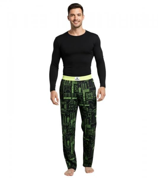 RE:COVERED X XBOX Series X Digital Loungepants Herren Schlafanzug-Hose stylische Pyjama-Hose RCXBX122 Schwarz/Neon-Gr&uuml;n