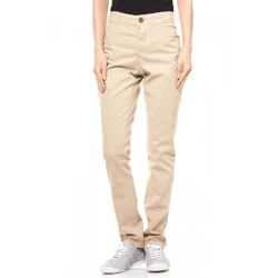 rick cardona Damen Chino-Hose gepunktete Chino Beige Regular Fit
