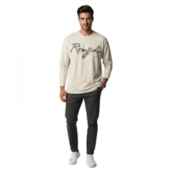 ROUGH. LS Raw Threedee Langarmshirt mit Logo-Print aus Baumwolle – Ecru