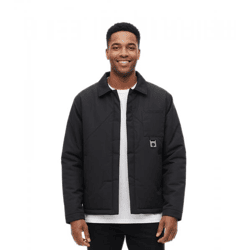 ROUGH. Overshirt Jacket – Transition Jacket with Shirt Collar & Chest Pocket in Black