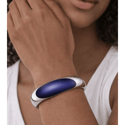 Stilvoller Calvin Klein Ellipse Damen Armreif aus Edelstahl,Arm- & Handgelenk-Schmuck KJ3QLD0201 Silber/Blau 