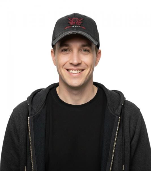 "STORY OF THE YEAR" Unisex Cap Baumwoll-Cap mit Mesh-Einsatz im klassischen Schnitt mit leicht gebogenen Schnitt Grau/Rosa