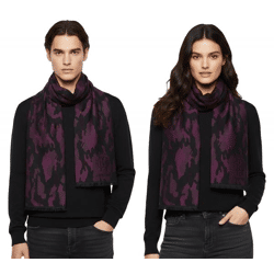 stylischer roberto cavalli Schal für Damen und Herren Halstuch aus reiner Wolle WOV06600003-02374 Schwarz/Rot