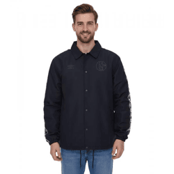 umbro FC Schalke Men's Transition Jacket, Casual Jacket with Kent Collar UMJM0436 060 Black 