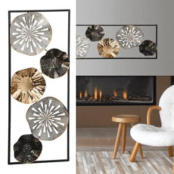Metal wall decoration in frame, design 2, approx. 60cmH