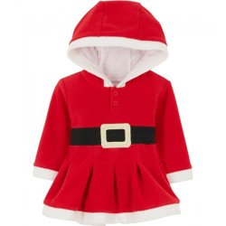 Weihnachts-Outfit Kleinkinder Weihnachts-Kleid mit Kapuze und Knöpfen niedliches Kinder Winter-Kleid  938630 Rot