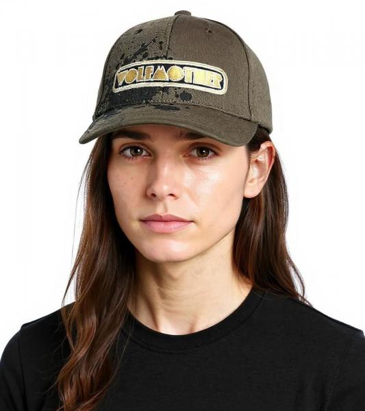 Wolfmother Unisex Rockband Trucker-Cap Baseball-Cap mit Logo-Stickerei Fan-M&uuml;tze TC110648WLM Olivgr&uuml;n