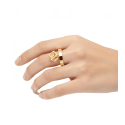 Zeitloser Calvin Klein Damen Ring mit Würfelanhänger Edelstahl-Ring Finger-Ring KJ3HJR10010 Gold