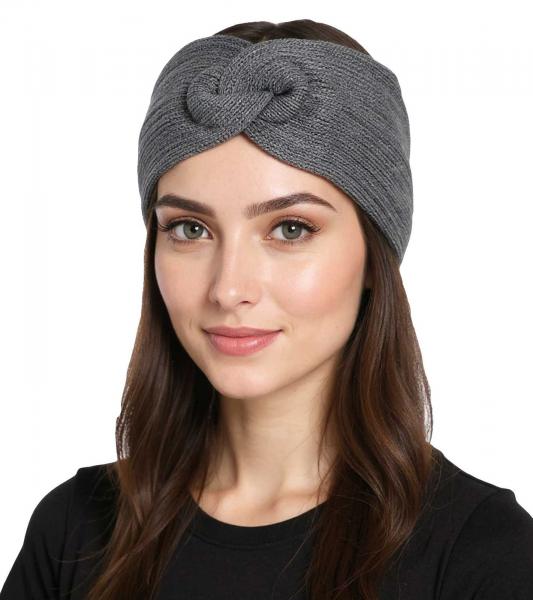 ZWILLINGSHERZ Strick-Stirnband Kaschmir-Stirnband Kopfbedeckung Feinstrick Winter-Stirnband Accessoire 8007 Anthrazit