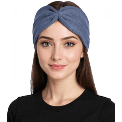 ZWILLINGSHERZ Strick-Stirnband Woll-Stirnband Kopfbedeckung Feinstrick Winter-Stirnband Accessoire 8007 Jeans-Blau