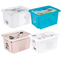 keeeper Aufbewahrungsbox Karolina Peppa Pig, Paw Patrol, Stitch oder Minnie Maus  mit Deckel Stapel-Box 15L Vorratsbox Transparent, Blau od