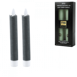 PTMD LED-Tischkerze mit Batteriebetrieb „Sage Leaf“, 2,2 x 16 cm, 2er-Set