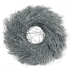 Sisal-Kranz mit Glitzer, silberfarben, 32 cm
