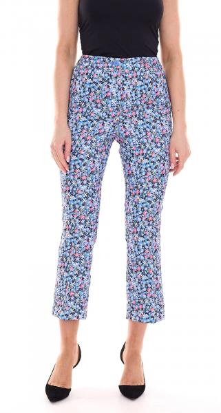 Aniston CASUAL Damen 7/8-Hose l&auml;ssige Sommer-Hose mit Bl&uuml;mchen-Muster 17521410 Blau