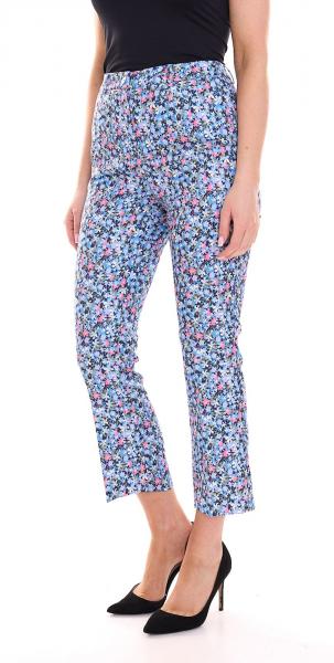 Aniston CASUAL Damen 7/8-Hose l&auml;ssige Sommer-Hose mit Bl&uuml;mchen-Muster 17521410 Blau