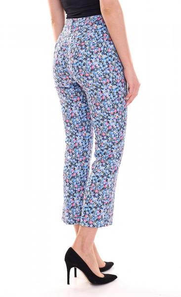 Aniston CASUAL Damen 7/8-Hose l&auml;ssige Sommer-Hose mit Bl&uuml;mchen-Muster 17521410 Blau