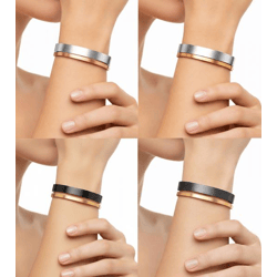 Calvin Klein Damen Armreif-Set im Zweiton-Design Edelstahl-Armband Schmuck KJ06BD2001 in Schwarz/Gold, Silber/Rosegold, Silber/Gold oder Du